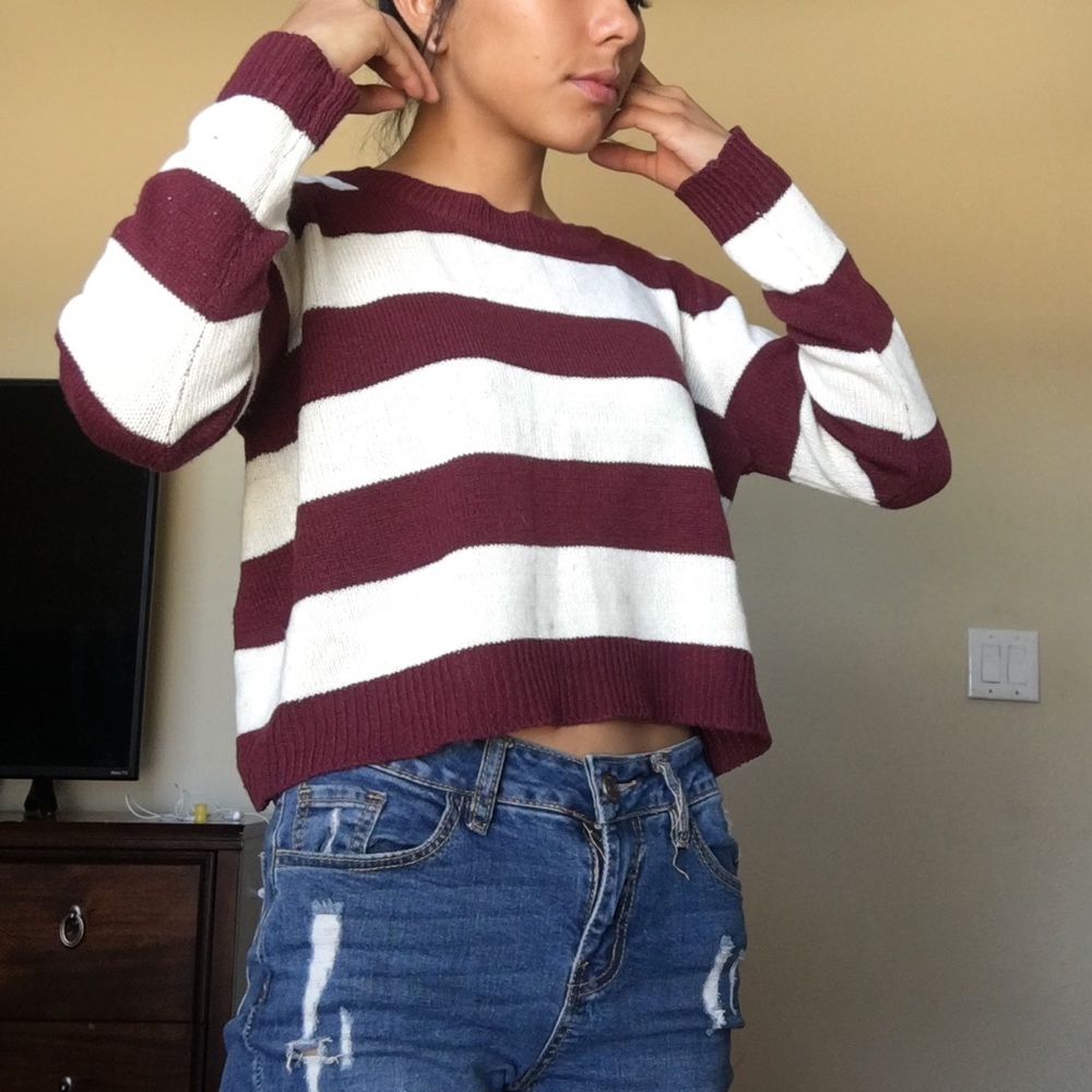 Striped crop top sweater